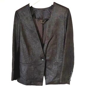 CAPULET | Womens Black Faux Leather Blazer Jacket